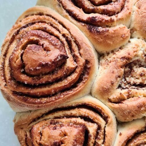 Vegan cinnamon rolls baked